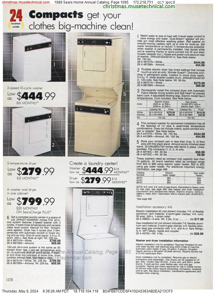 1989 Sears Home Annual Catalog, Page 1095
