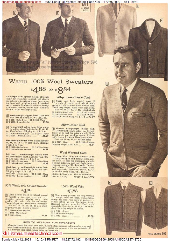 1961 Sears Fall Winter Catalog, Page 596