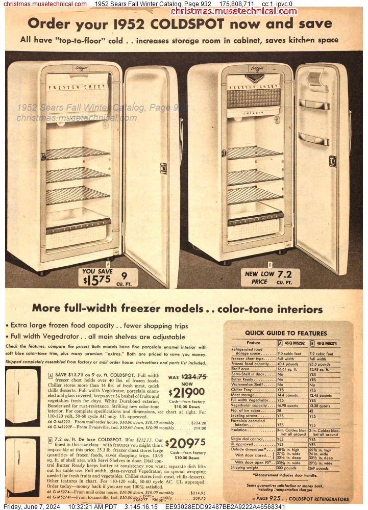 1952 Sears Fall Winter Catalog, Page 932