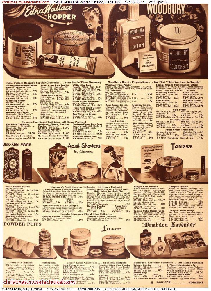 1940 Sears Fall Winter Catalog, Page 182