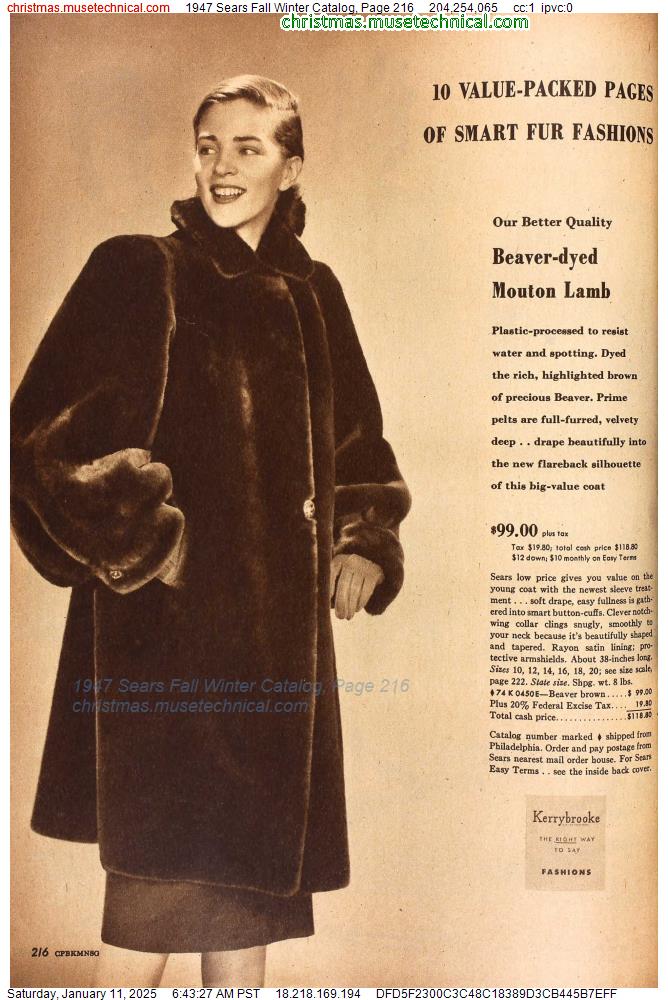 1947 Sears Fall Winter Catalog, Page 216