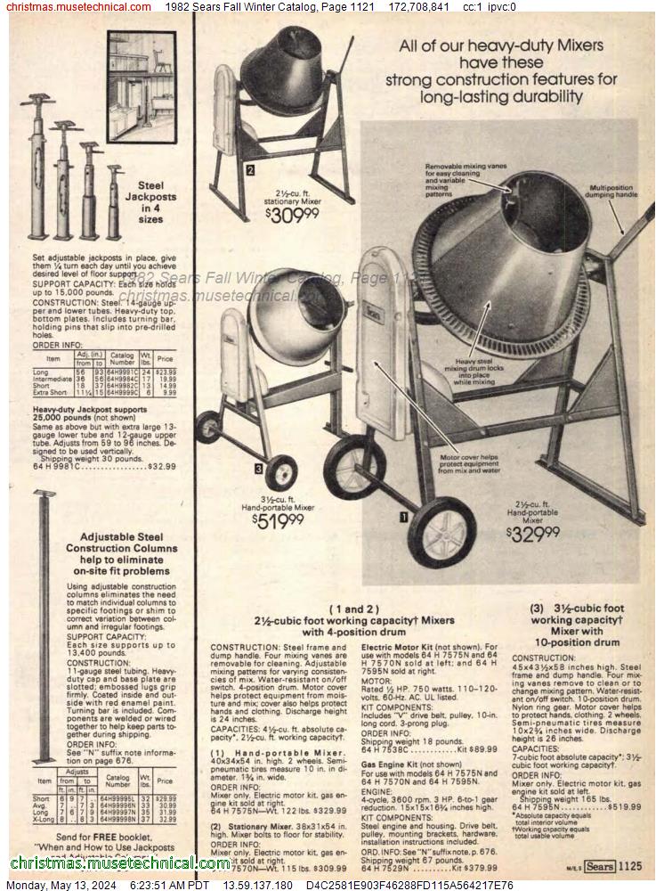 1982 Sears Fall Winter Catalog, Page 1121