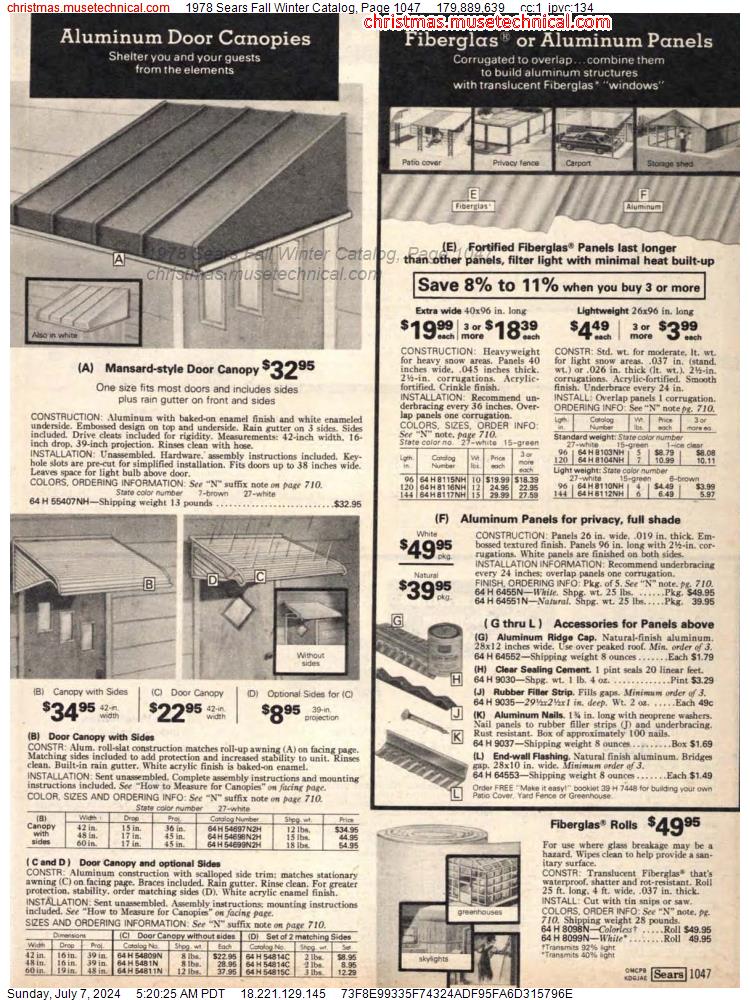1978 Sears Fall Winter Catalog, Page 1047