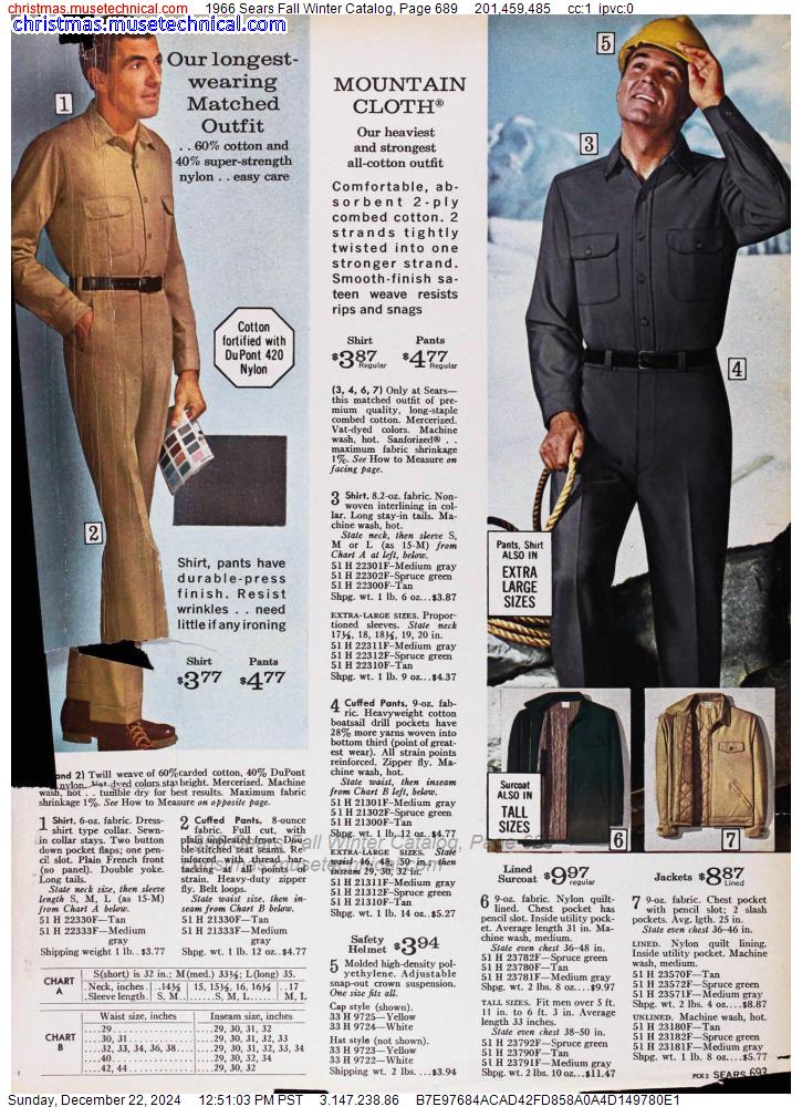 1966 Sears Fall Winter Catalog, Page 689