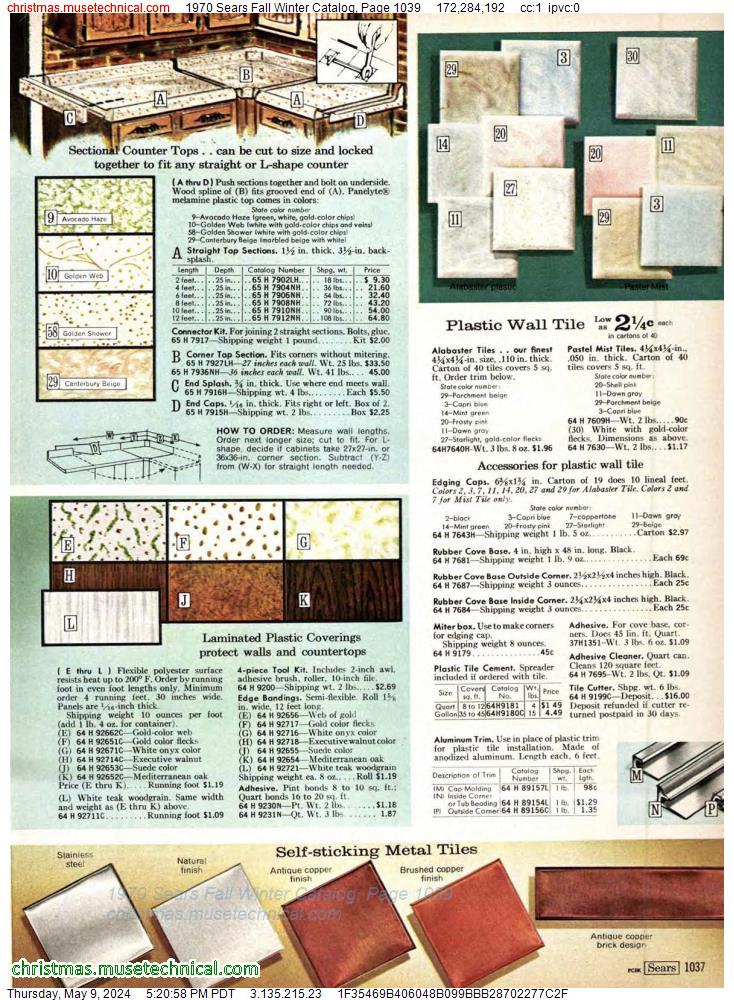 1970 Sears Fall Winter Catalog, Page 1039