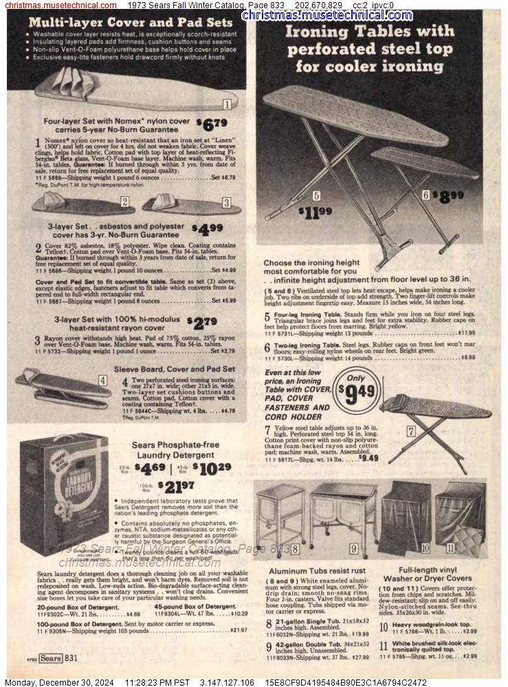 1973 Sears Fall Winter Catalog, Page 833