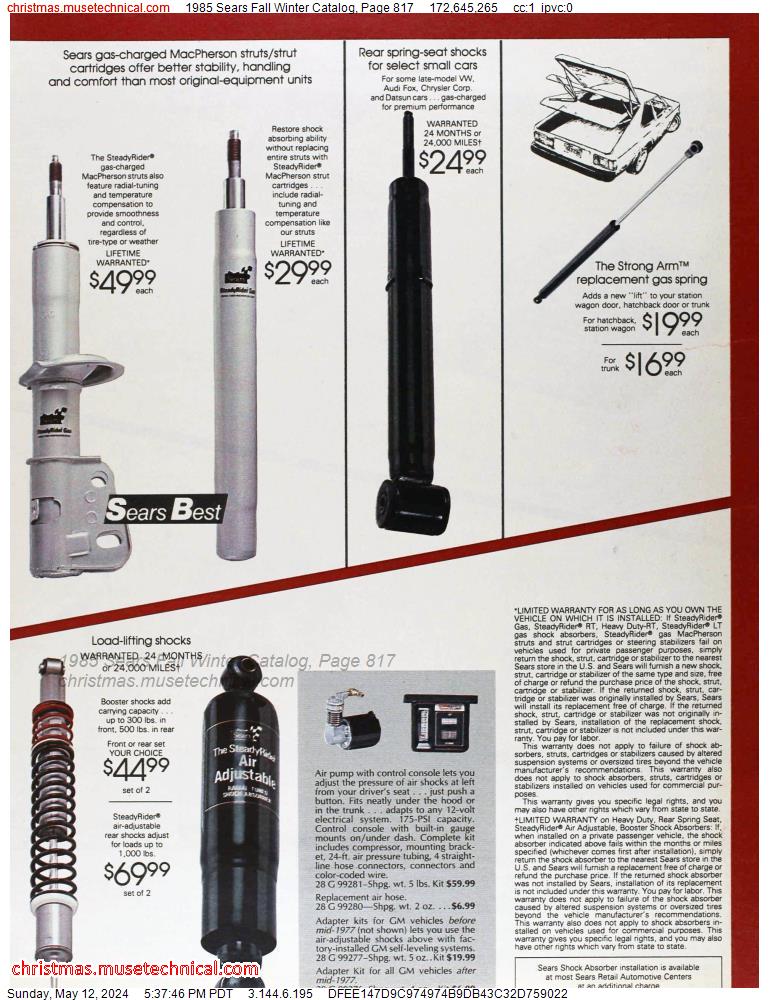 1985 Sears Fall Winter Catalog, Page 817