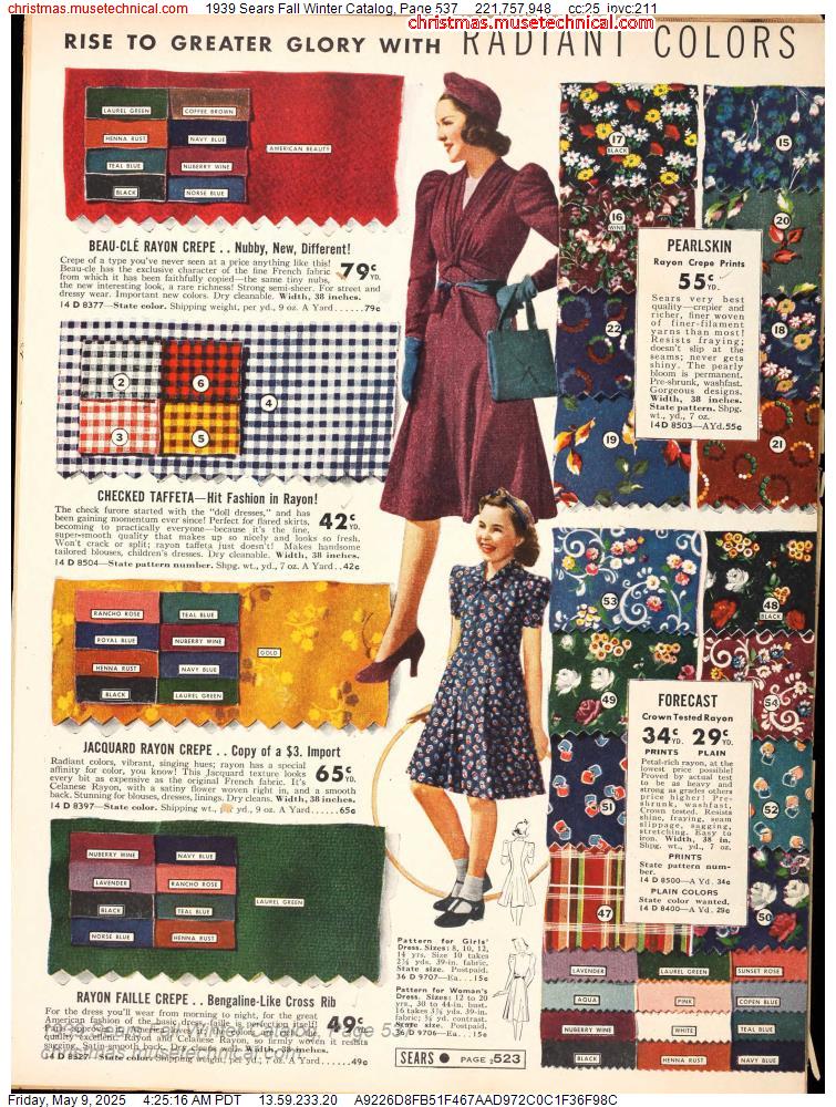 1939 Sears Fall Winter Catalog, Page 537