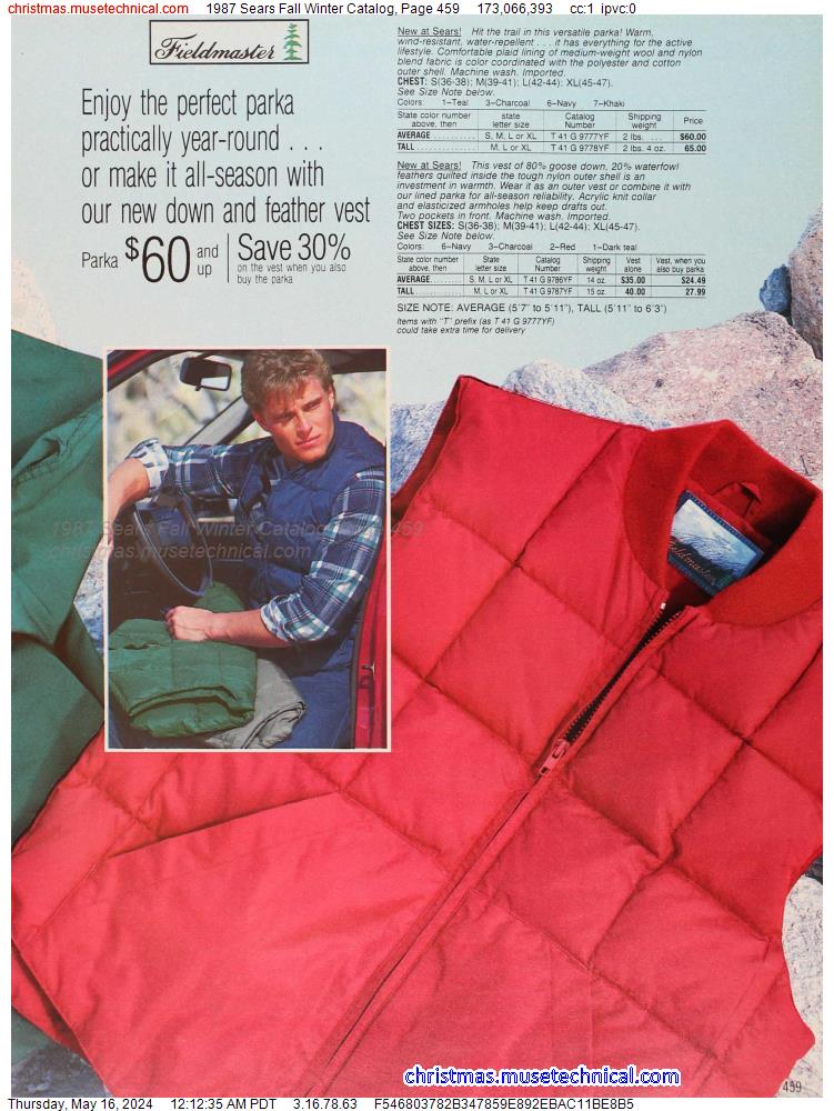 1987 Sears Fall Winter Catalog, Page 459