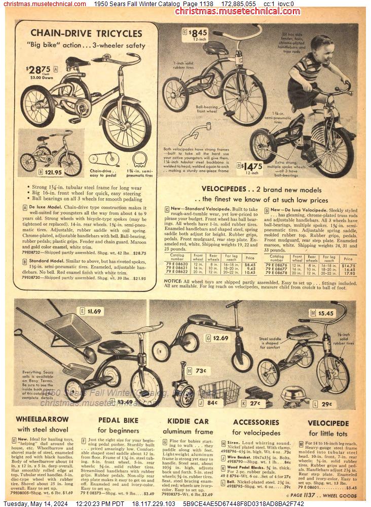 1950 Sears Fall Winter Catalog, Page 1138