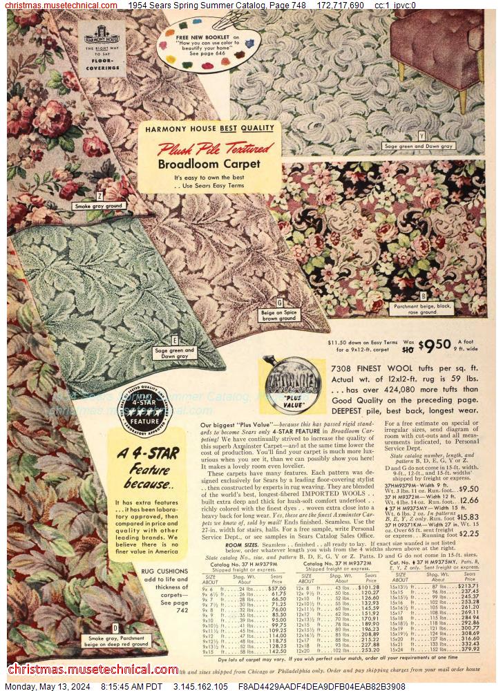 1954 Sears Spring Summer Catalog, Page 748