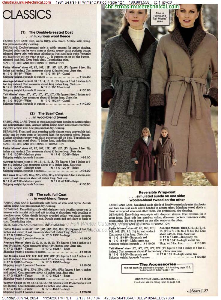 1981 Sears Fall Winter Catalog, Page 127