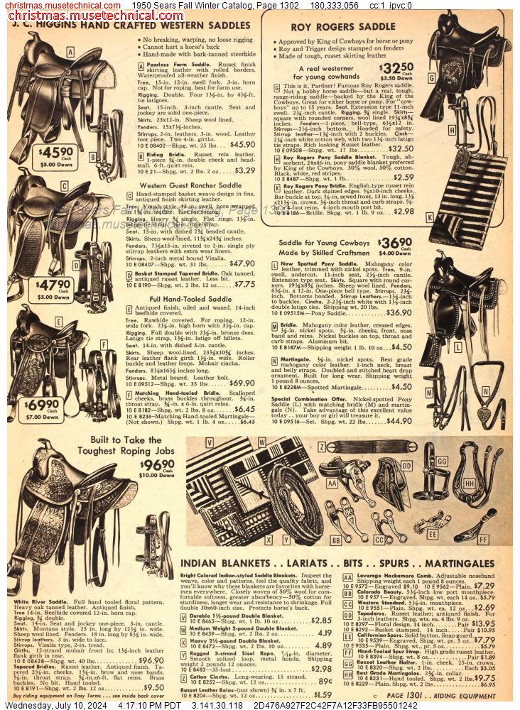1950 Sears Fall Winter Catalog, Page 1302