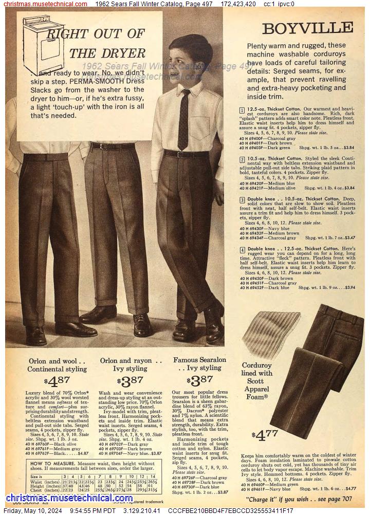 1962 Sears Fall Winter Catalog, Page 497