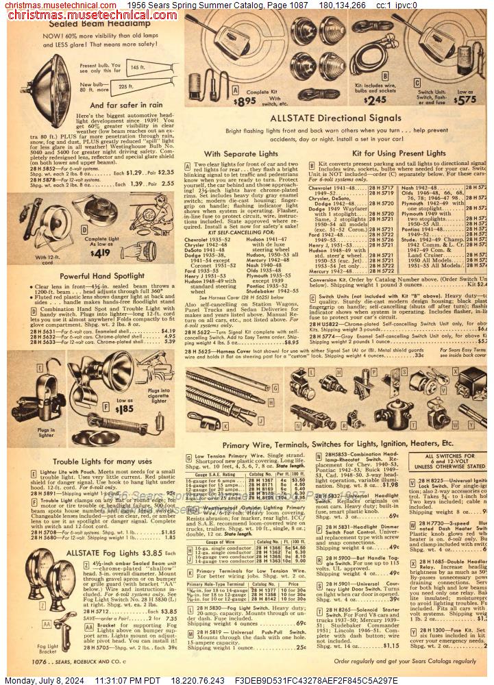 1956 Sears Spring Summer Catalog, Page 1087