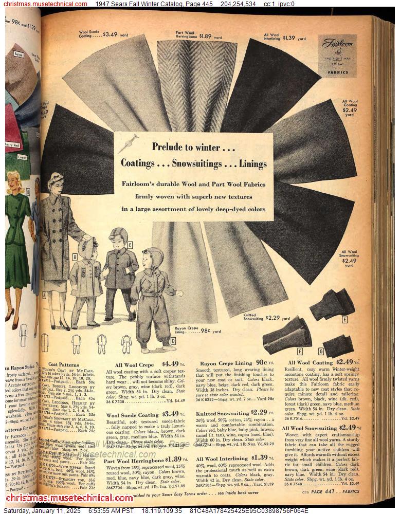 1947 Sears Fall Winter Catalog, Page 445