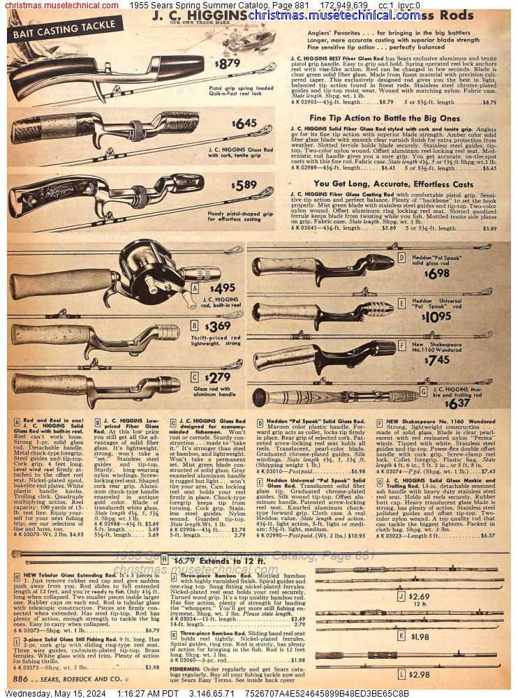 1955 Sears Spring Summer Catalog, Page 881
