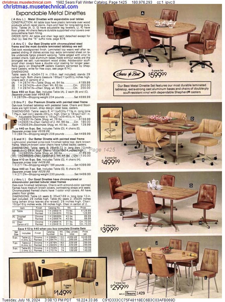 1982 Sears Fall Winter Catalog, Page 1425