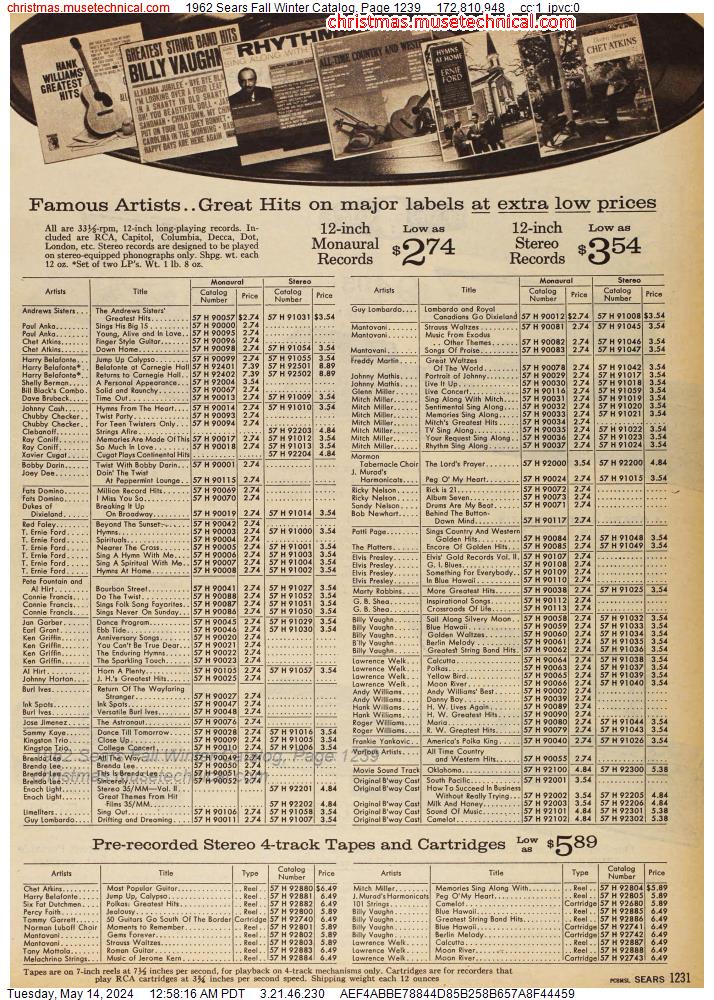 1962 Sears Fall Winter Catalog, Page 1239