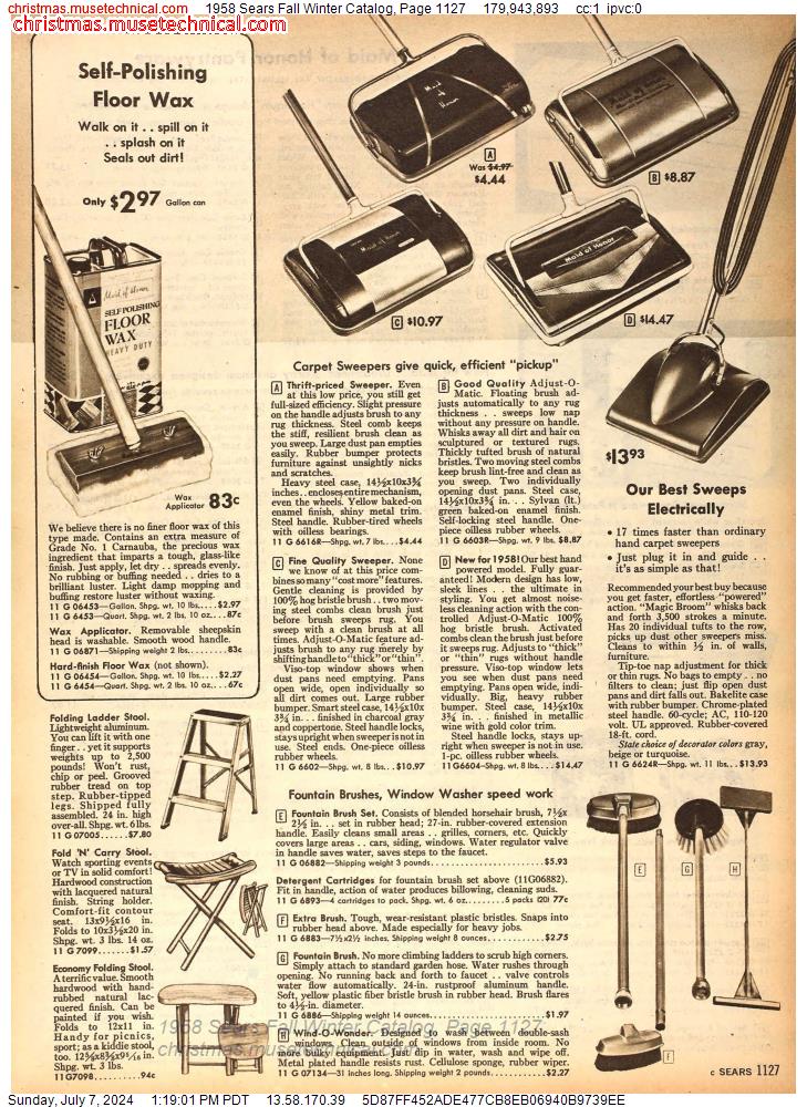 1958 Sears Fall Winter Catalog, Page 1127