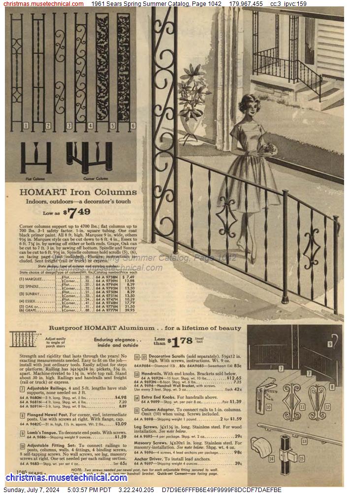 1961 Sears Spring Summer Catalog, Page 1042