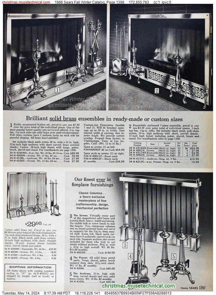 1966 Sears Fall Winter Catalog, Page 1398