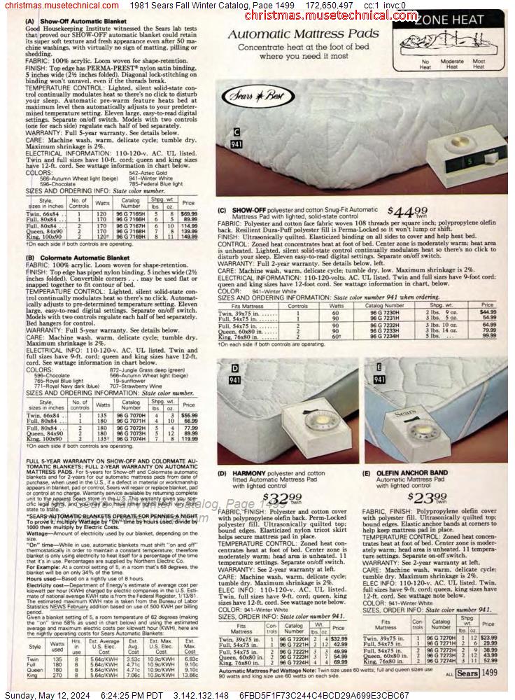 1981 Sears Fall Winter Catalog, Page 1499