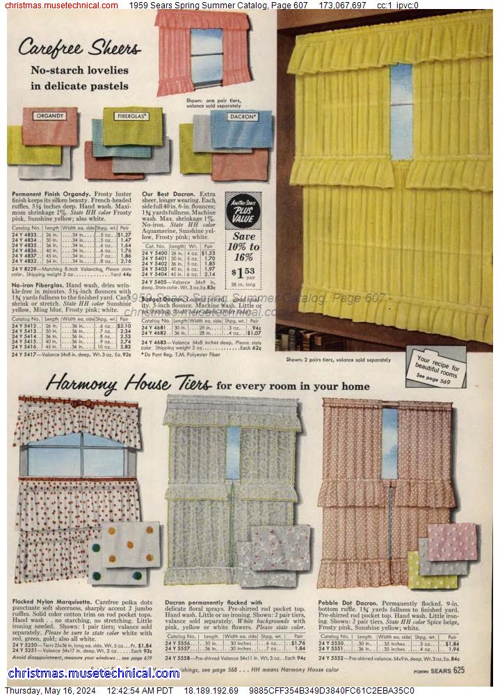 1959 Sears Spring Summer Catalog, Page 607