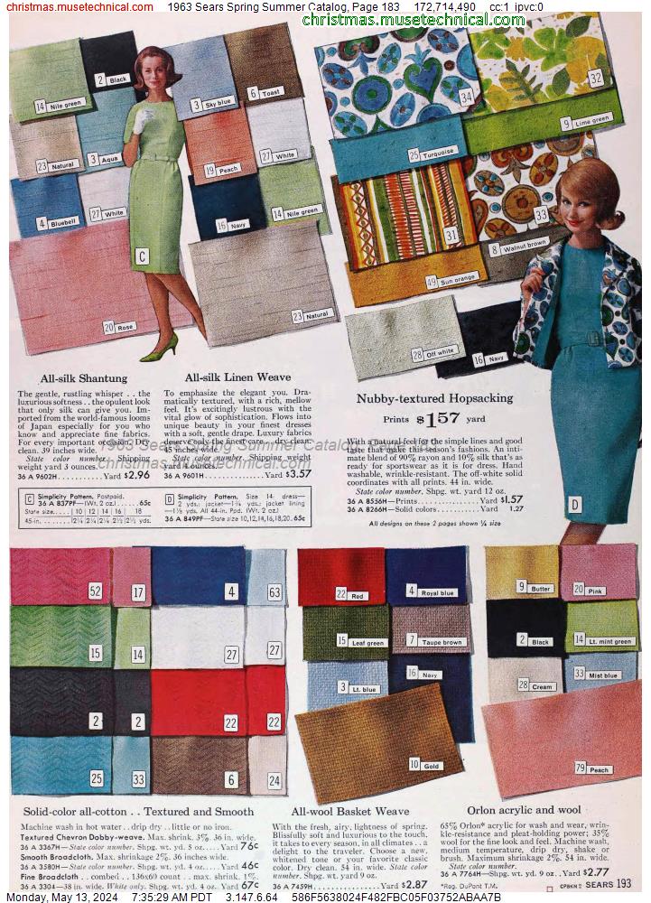 1963 Sears Spring Summer Catalog, Page 183