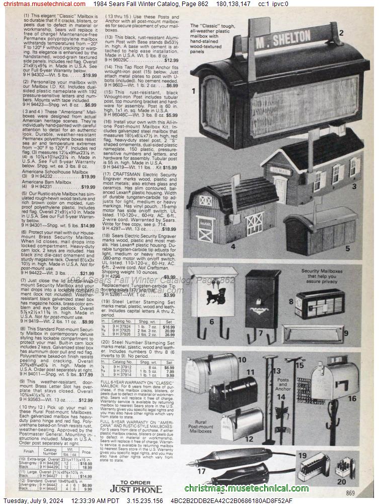 1984 Sears Fall Winter Catalog, Page 862