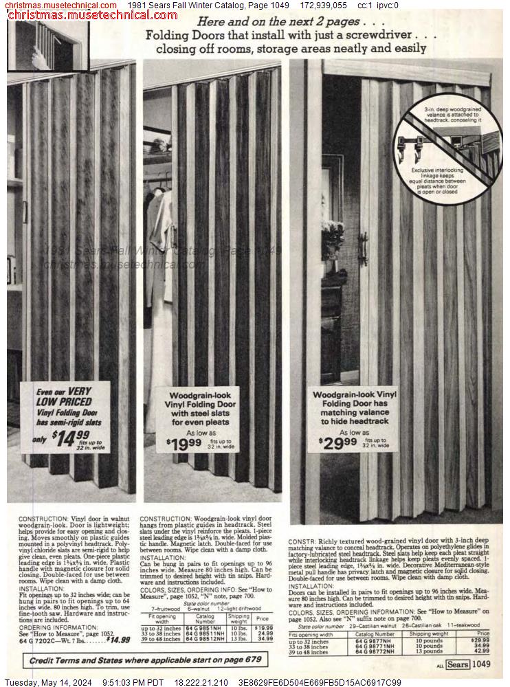 1981 Sears Fall Winter Catalog, Page 1049