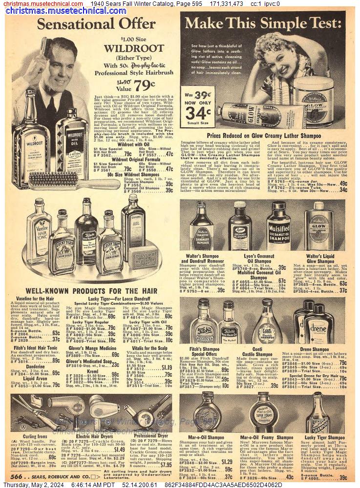1940 Sears Fall Winter Catalog, Page 595