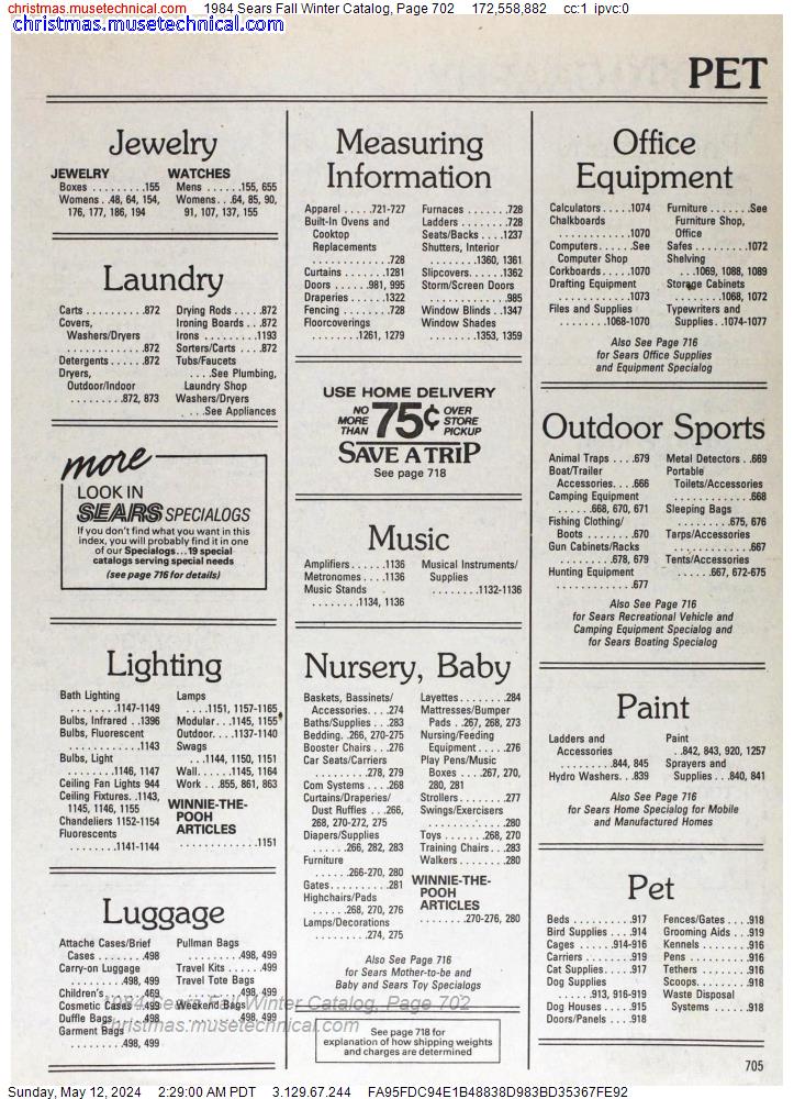 1984 Sears Fall Winter Catalog, Page 702