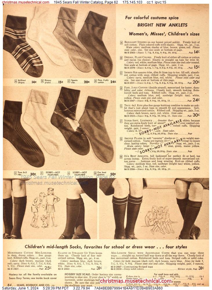 1945 Sears Fall Winter Catalog, Page 62