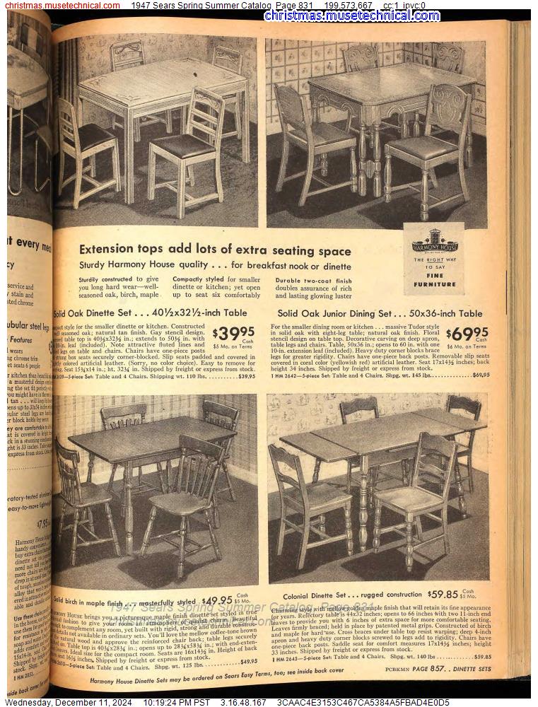 1947 Sears Spring Summer Catalog, Page 831