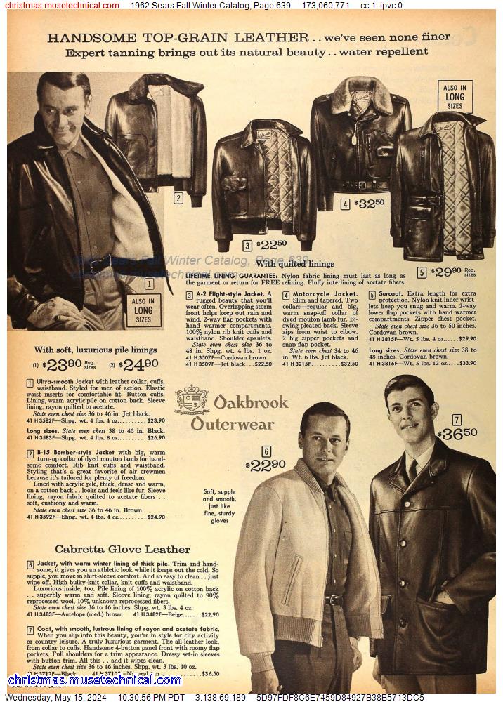 1962 Sears Fall Winter Catalog, Page 639