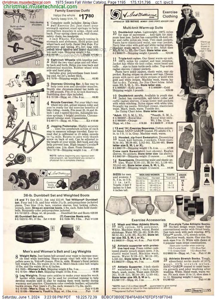 1975 Sears Fall Winter Catalog, Page 1195