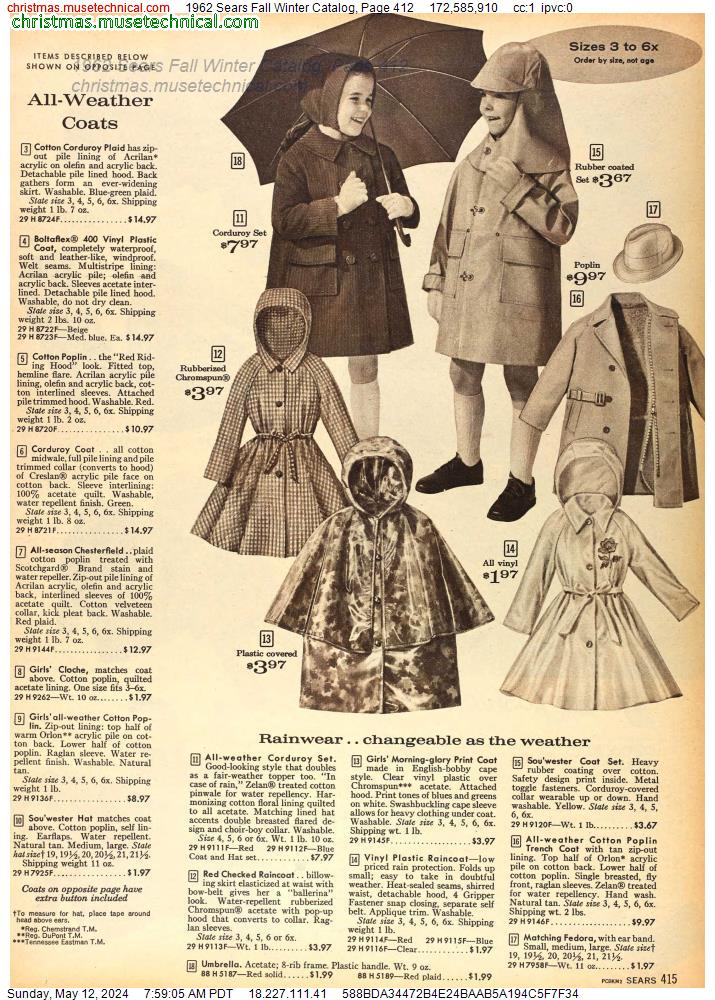 1962 Sears Fall Winter Catalog, Page 412