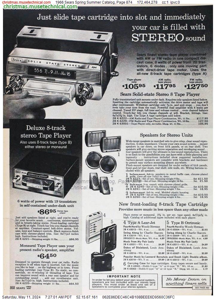 1966 Sears Spring Summer Catalog, Page 874