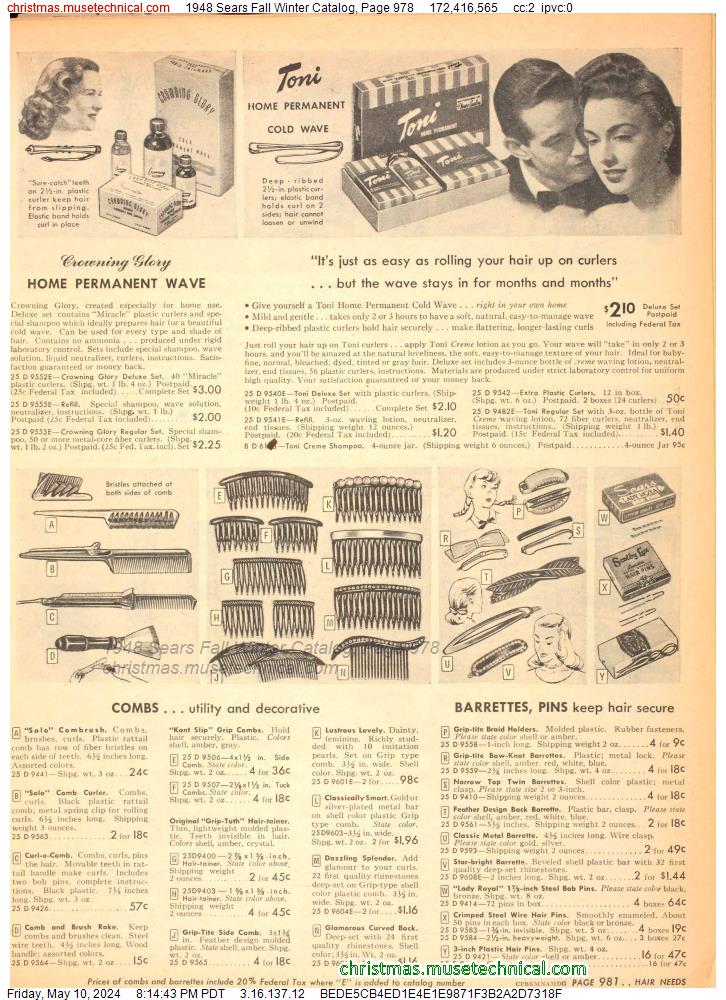 1948 Sears Fall Winter Catalog, Page 978