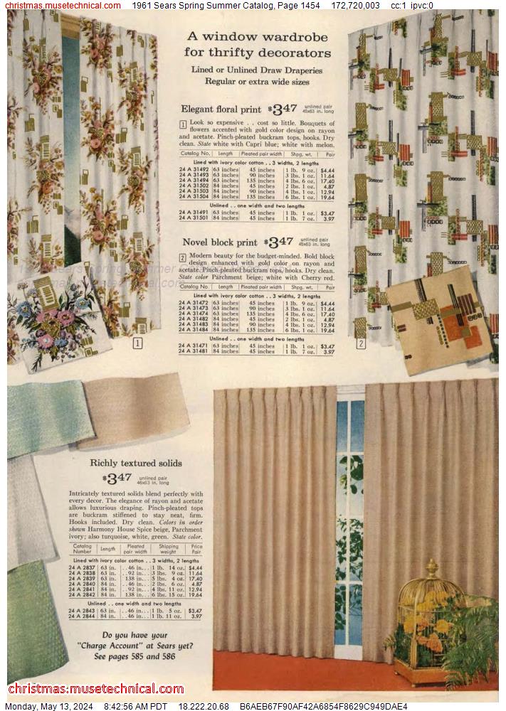 1961 Sears Spring Summer Catalog, Page 1454