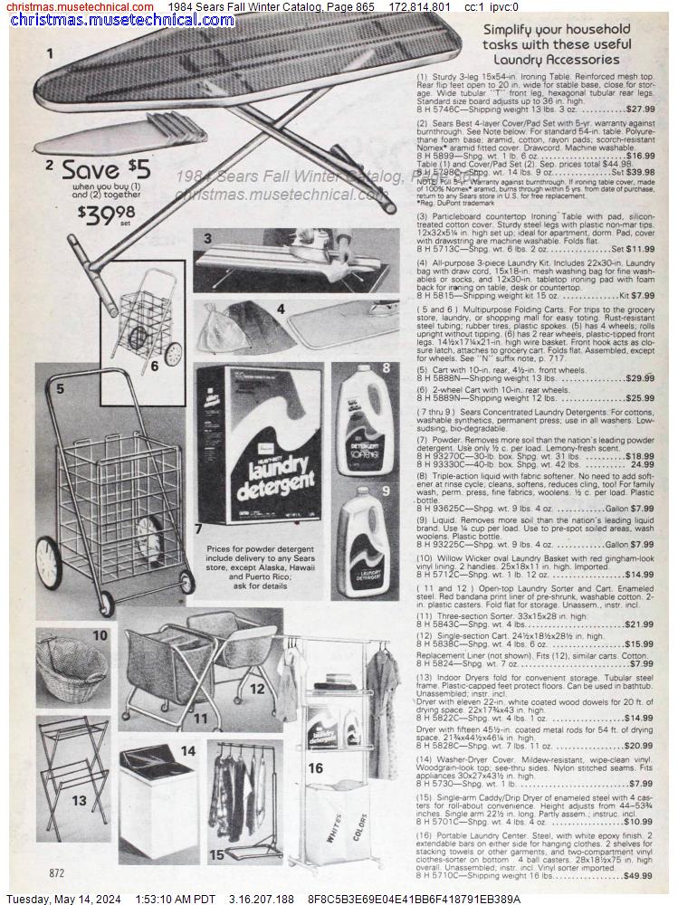 1984 Sears Fall Winter Catalog, Page 865