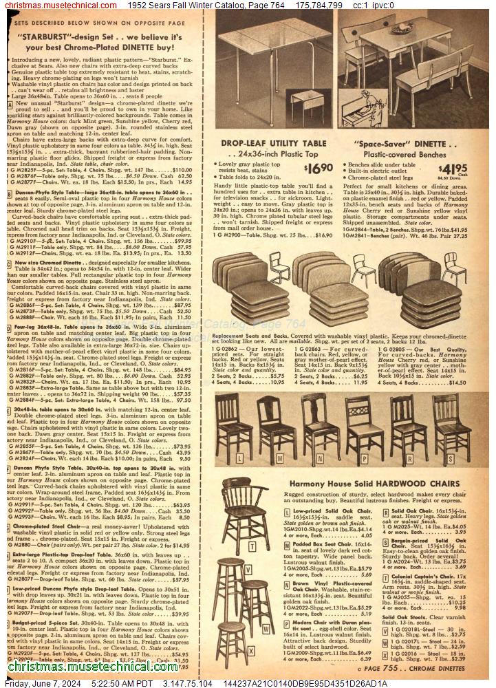 1952 Sears Fall Winter Catalog, Page 764