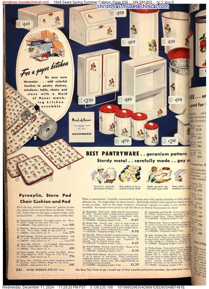 1948 Sears Spring Summer Catalog, Page 838