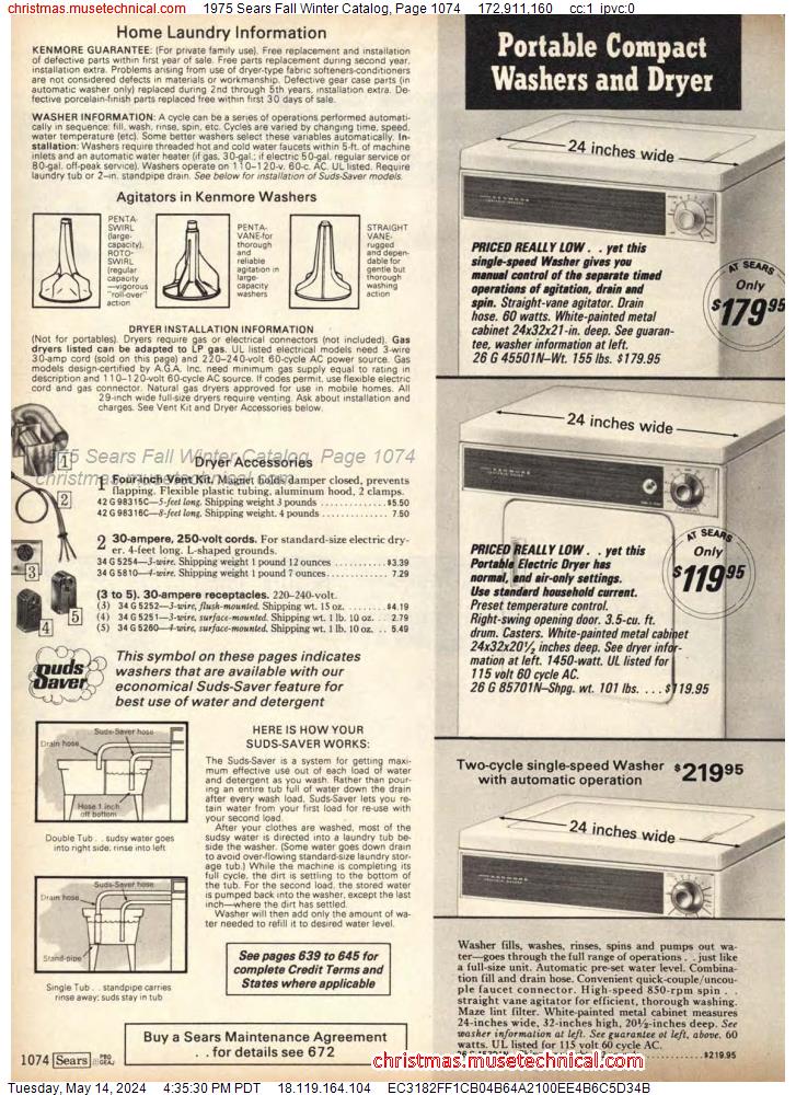 1975 Sears Fall Winter Catalog, Page 1074