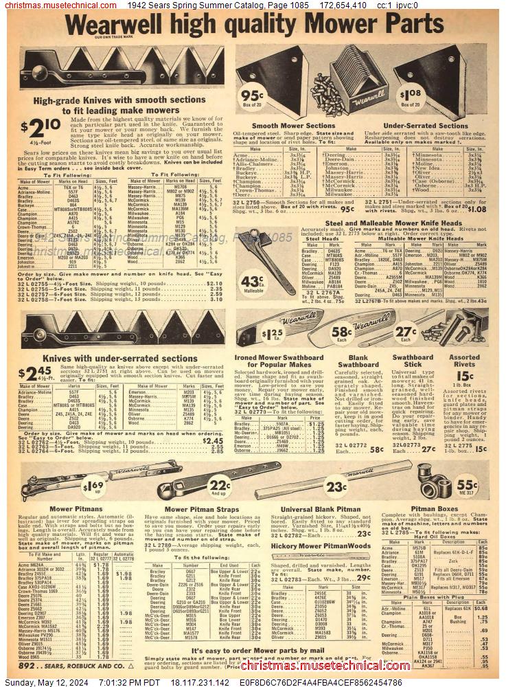 1942 Sears Spring Summer Catalog, Page 1085