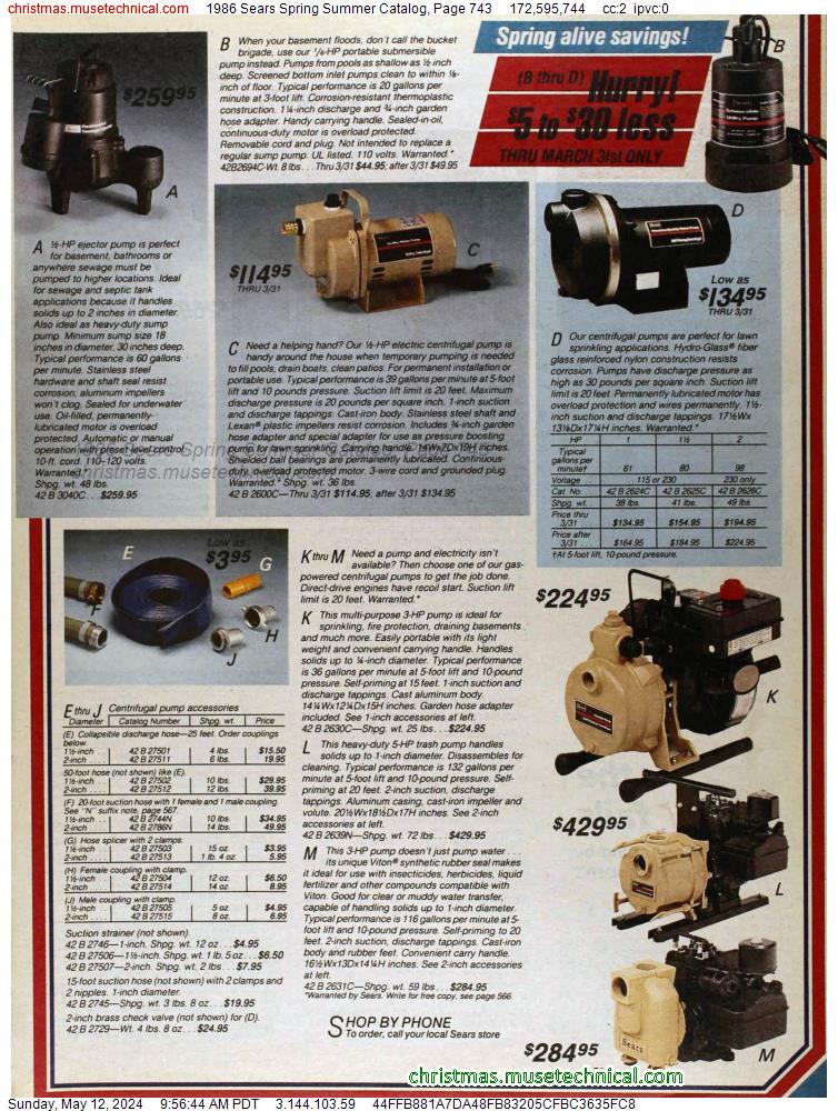 1986 Sears Spring Summer Catalog, Page 743