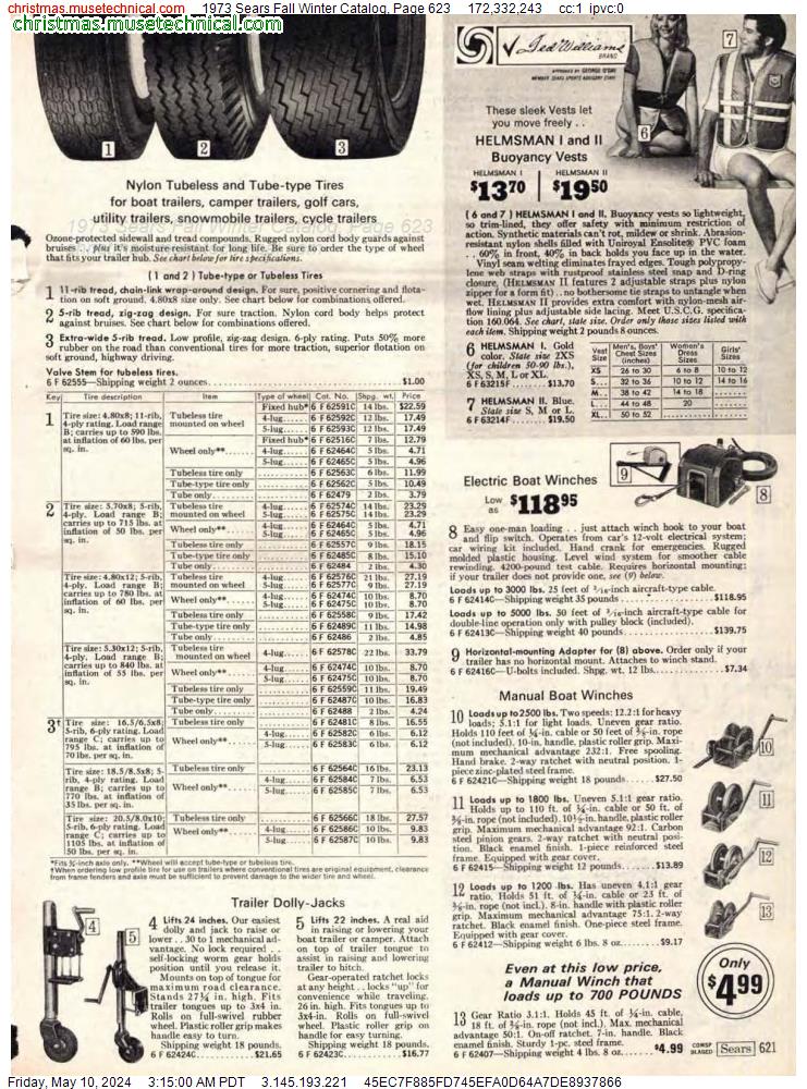 1973 Sears Fall Winter Catalog, Page 623