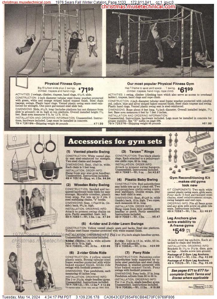 1976 Sears Fall Winter Catalog, Page 1133