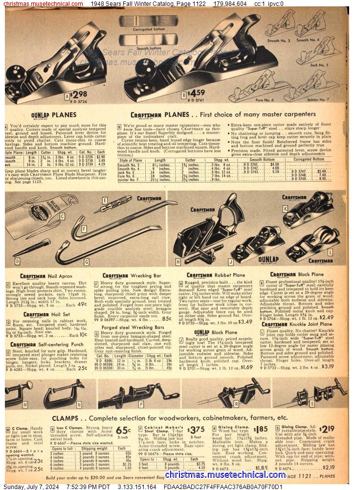 1948 Sears Fall Winter Catalog, Page 1122
